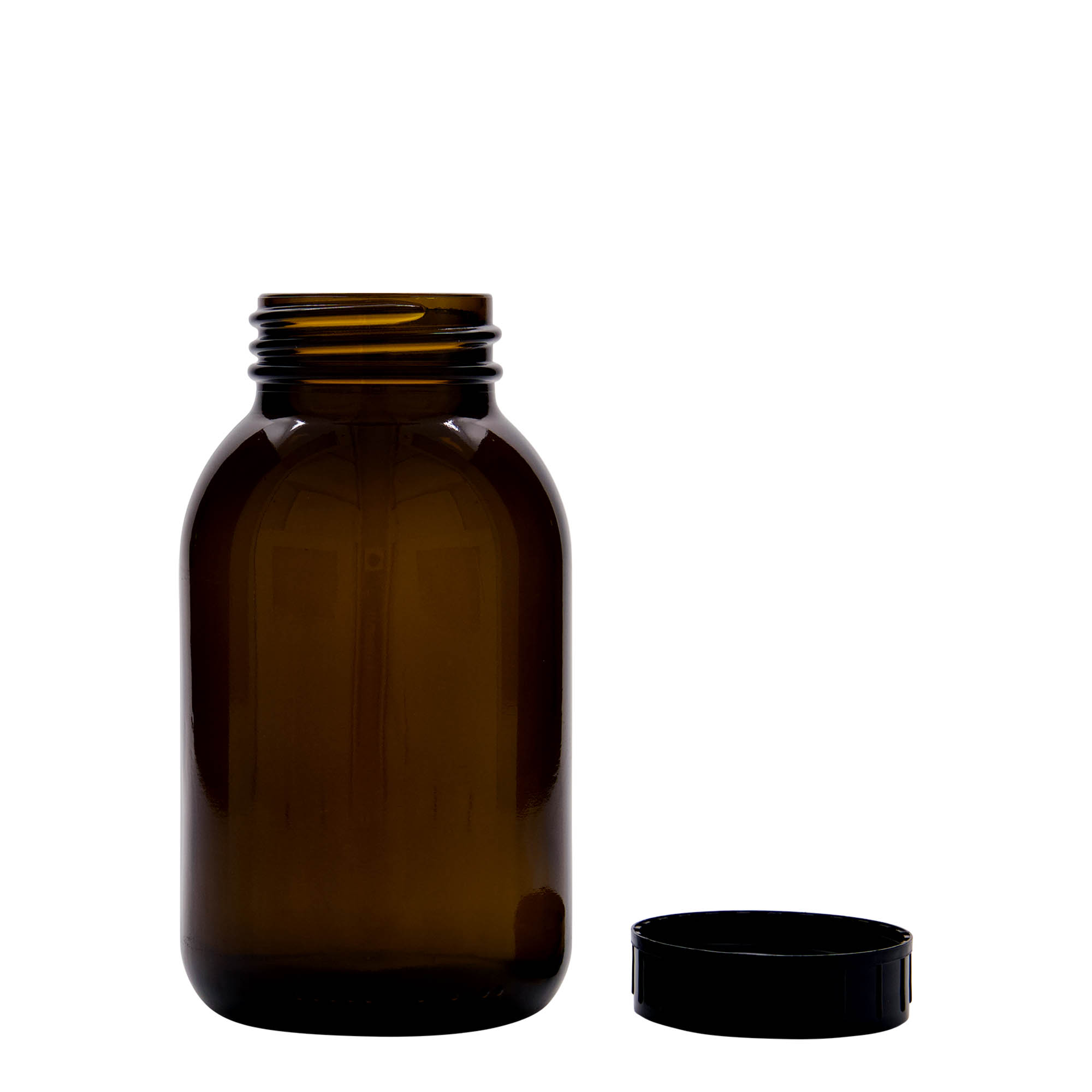 500 ml geniş ağızlı cam, kahverengi, Ağız çapı: DIN 55