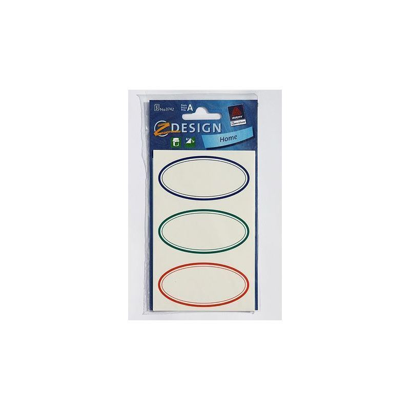 Zweckform Etiketler 'Renkli Çerçeve', oval, kağıt, çok renkli
