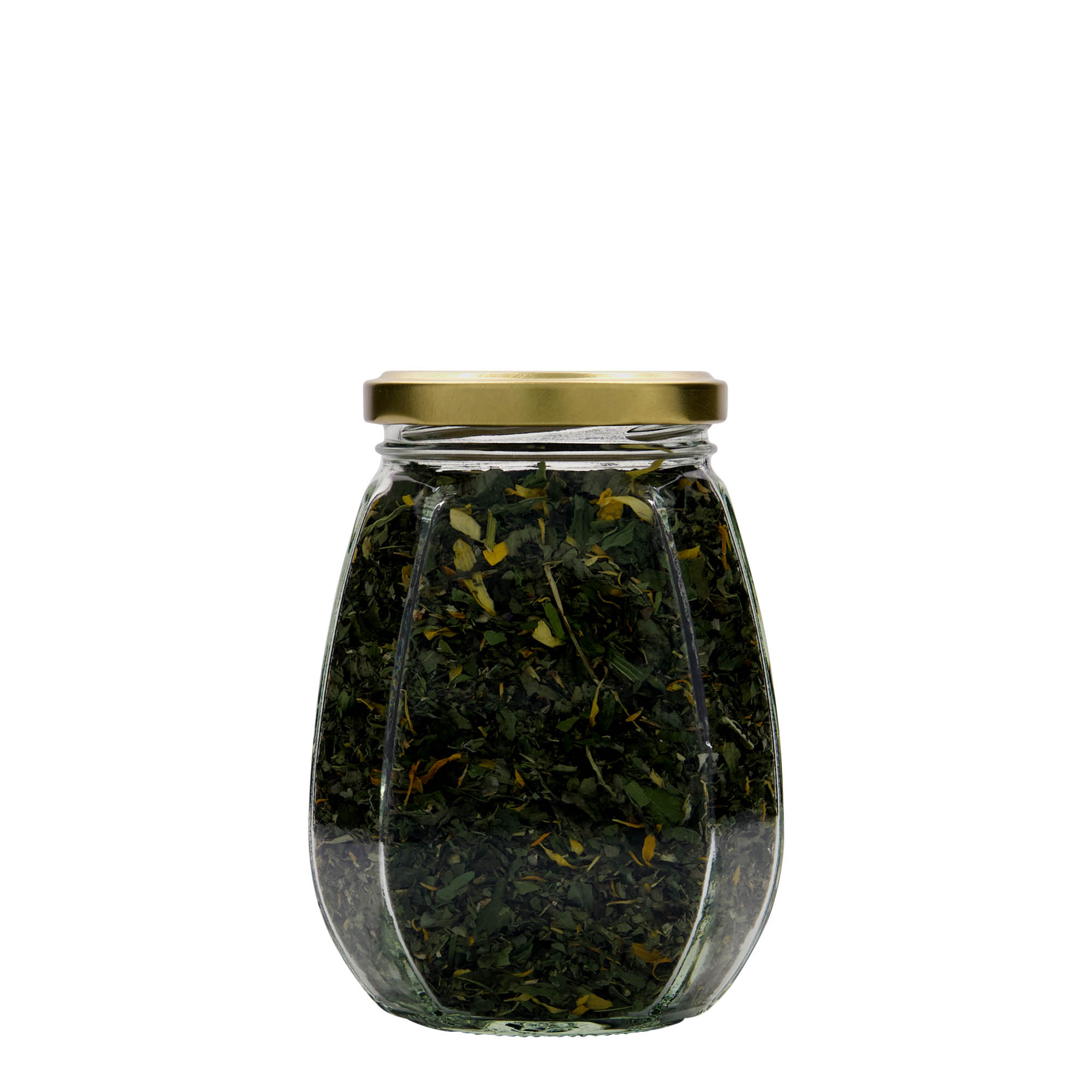 385 ml altıgen mücevher kavanozu, ağız: Twist-Off (TO 63)