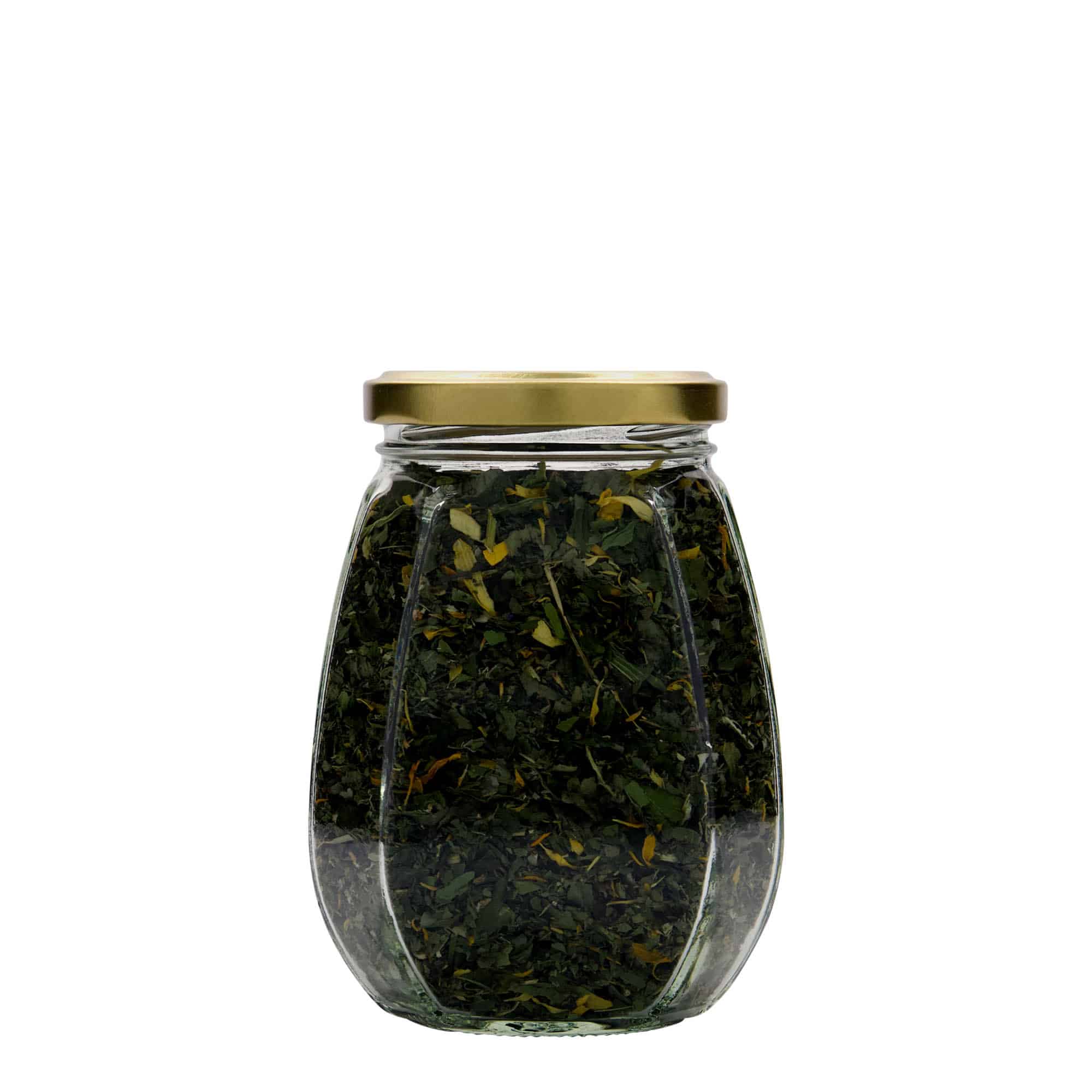 385 ml altıgen mücevher kavanozu, ağız: Twist-Off (TO 63)